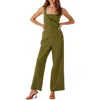 Astr The Label Cross Front Jumpsuit In Olive Green