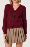 Astr The Label Crystal Embellished Bow Detail Cardigan In Brown