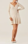 Astr Cybele Pointelle Mini Sweater Dress In Beige In Brown