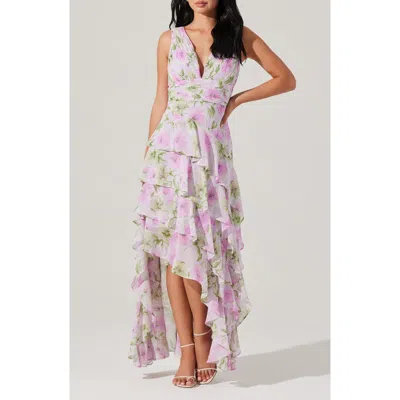 Astr The Label Cytherea Floral High-low Dress In Purple