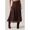 Astr The Label Daivini Metallic Pleated Skirt In Brown
