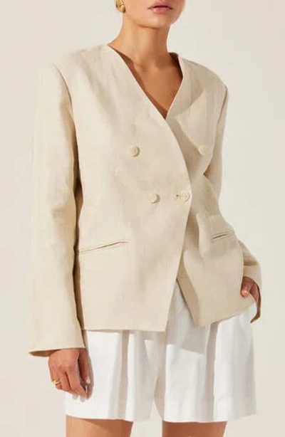 ASTR ASTR THE LABEL DANNIKA COLLARLESS LINEN BLAZER