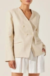 Astr The Label Dannika Collarless Linen Blazer In Vintage Cream