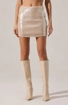 Astr The Label Darby Sequin Miniskirt In Neutral
