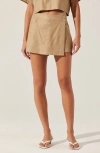 Astr The Label Deborah Linen Blend Wrap Miniskort In Khaki