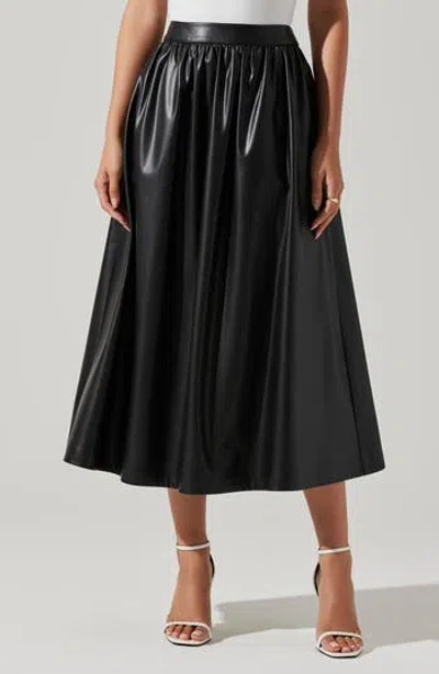 Astr The Label Diandra High Waist Faux Leather Midi Skirt In Black