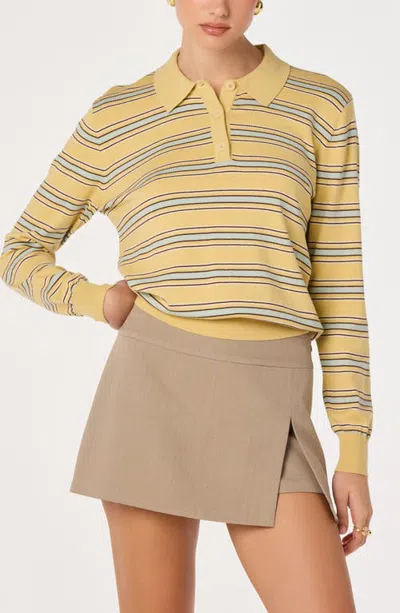 Astr The Label Dora Polo Sweater In Yellow Stripe