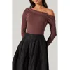 Astr The Label Draped One-shoulder Top In Chocolate