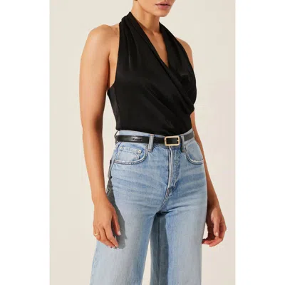 Astr The Label Draped Satin Halter Top In Black