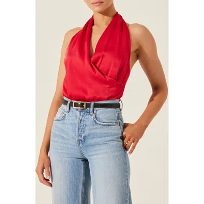 Astr The Label Draped Satin Halter Top In Red