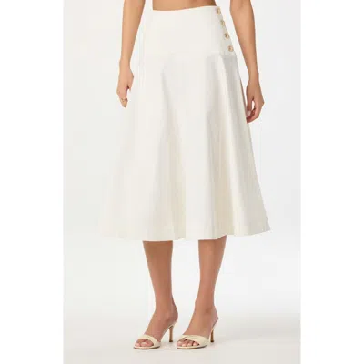 Astr The Label Drop Waist Stretch Cotton Midi Skirt In White