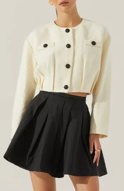 Astr The Label Edana Tweed Crop Jacket In White