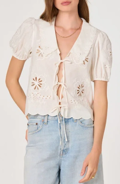 Astr The Label Eider Tie Front Eyelet Top In White
