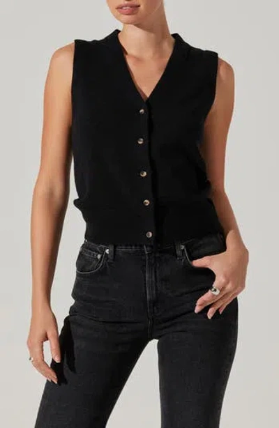 Astr The Label Eira Button-up Sweater Vest In Black