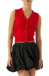 Astr The Label Eira Button-up Sweater Vest In Red