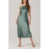 Astr The Label Elain One-shoulder Satin Dress In Green