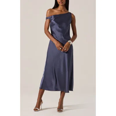 Astr The Label Elain One-shoulder Satin Dress In Blue
