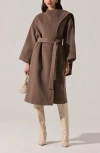 Astr The Label Elaxi Belted Coat In Brown