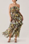 Astr The Label Elena Floral Print Chiffon Halter Dress In Multi