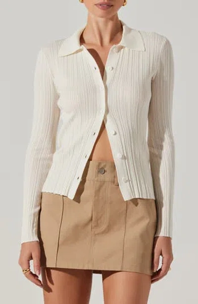Astr The Label Eliot Variegated Rib Sweater In White