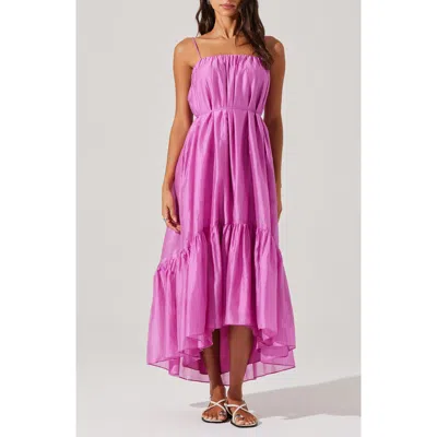 Astr The Label Elisha Ruffle High-low Organza Dress In Purple