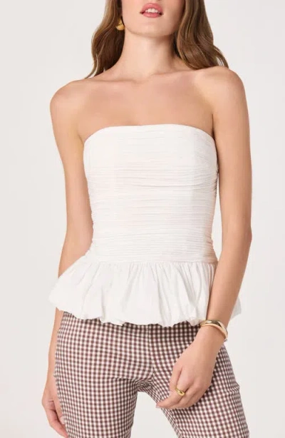 Astr The Label Ella Strapless Peplum Top In White