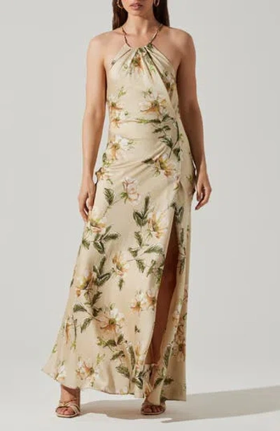 Astr The Label Elynor Floral Print Maxi Dress In Gold Floral