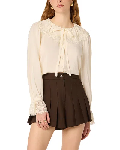 Astr The Label Emberly Lace Trim Blouse In Brown