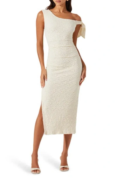 Astr The Label Emely Floral One-shoulder Stretch Lace Dress In Neutral