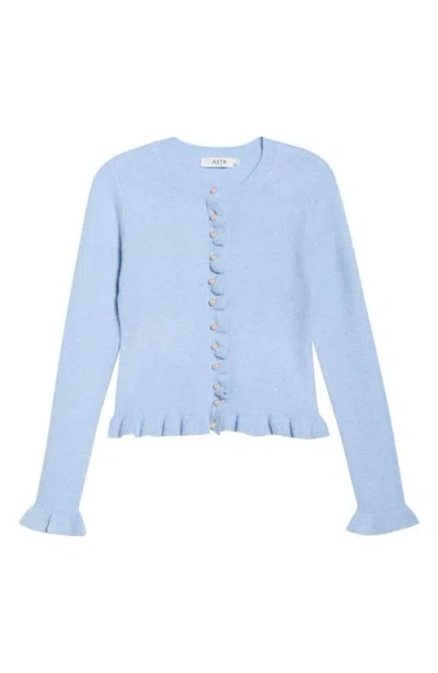 Astr The Label Eowyn Ruffle Cardigan In Blue