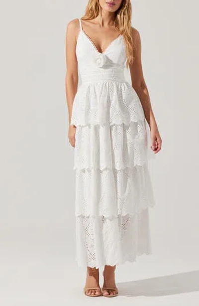 Astr The Label Faeryn Tiered Cotton Maxi Dress In White
