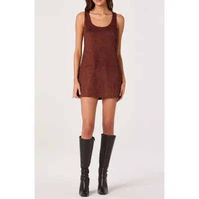 Astr The Label Faux Suede A-line Dress In Brown