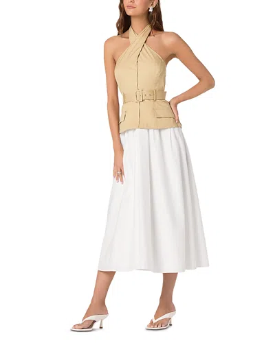 Astr The Label Faux Two Piece Halter Midi Dress In Brown