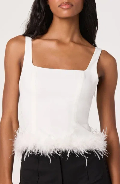 Astr The Label Feather Trimmed Crop Top In White
