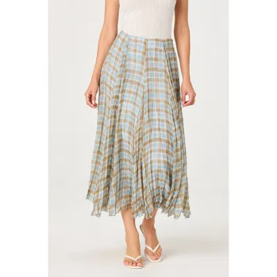 Astr The Label Fiori Plaid Skirt In Green