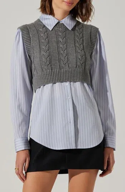 ASTR ASTR THE LABEL FLANNERY MIXED MEDIA LAYERED SWEATER