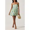 Astr The Label Floral Bubble Hem Minidress In Green Abstract Floral
