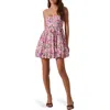 Astr The Label Floral Bubble Hem Minidress In Pink Multi Floral
