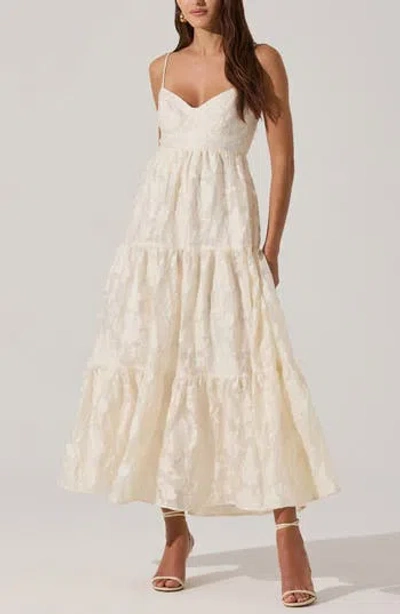 Astr The Label Floral Chiffon Tiered Maxi Dress In Cream