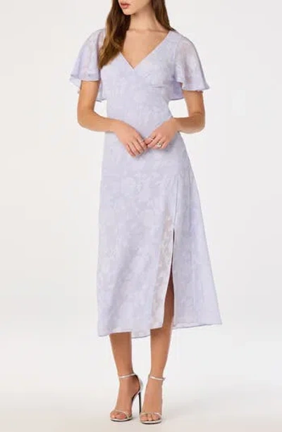 Astr The Label Floral Flutter Sleeve Cutout Back Midi Dress In Purple