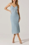Astr The Label Floral Lace Knit Dress In Dusty Blue