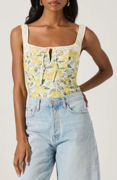 Astr The Label Floral Milkmaid Top In Lemon Floral