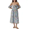 Astr The Label Floral Off The Shoulder Midi Dress In Blue Multi Tropical