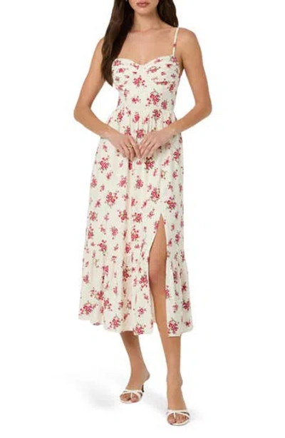 Astr The Label Pleated Bust Linen-blend Maxi Dress In Neutral