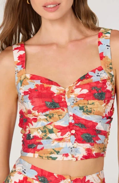 Astr The Label Floral Print Crop Top In Red