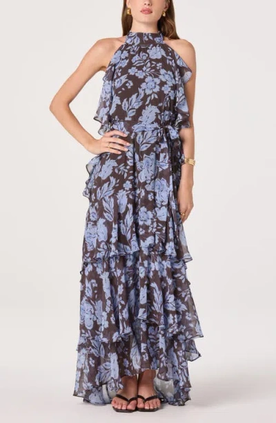 Astr The Label Floral Ruffle High Neck Maxi Dress In Multi