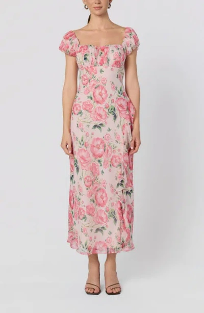 Astr The Label Florence Floral Ruffle Detail Dress In Pink