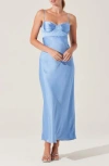 Astr The Label Florianne Lace Trim Satin Slipdress In Blue