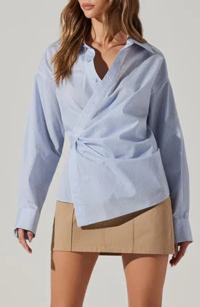 Astr The Label Flykra Stripe Long Sleeve Wrap Shirt In Multi