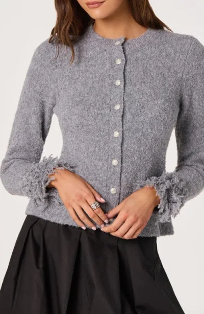 Astr The Label Fringe Sleeve Cardigan In Gray